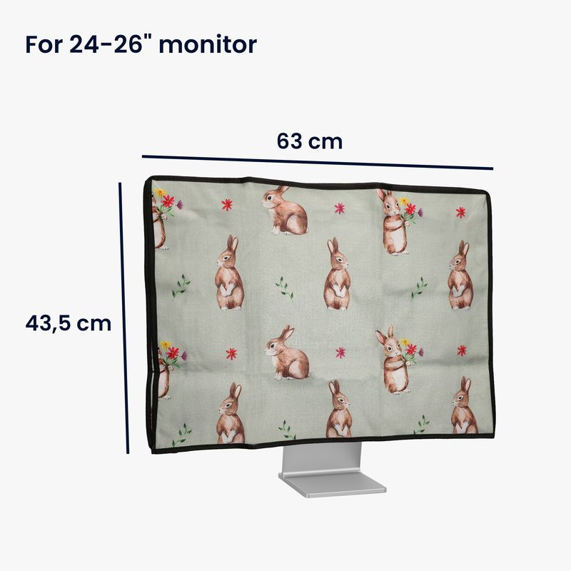 PC, gaming si accesorii - Desktop PC & monitoare - Accesorii monitoare - Husa Kwmobile pentru monitor 24-26 inch, protectie la praf, design cu iepuri, in (panza), multicolor - Infinity.ro