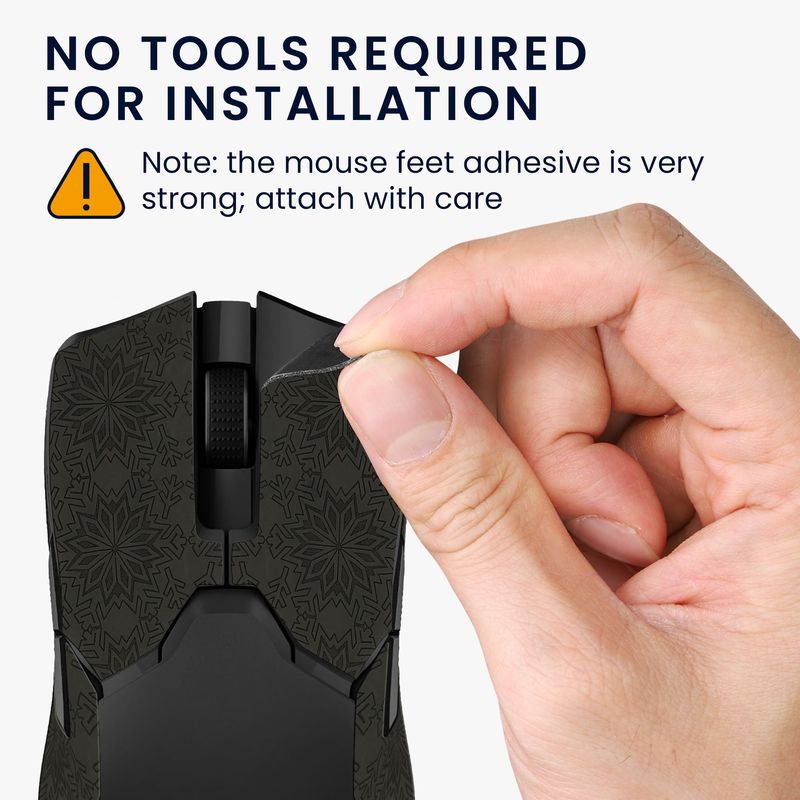 PC, gaming si accesorii - Periferice PC - Periferice Diverse - Grip mouse Kwmobile pentru Razer Viper Ultimate, piele ecologica, negru, alb, autoadeziv, anti-alunecare - Infinity.ro