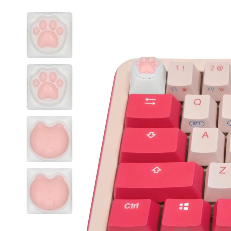 PC, gaming si accesorii - Periferice PC - Periferice Diverse - Set 4 taste decorative Kwmobile pentru tastatura, plastic si silicon, alb, roz, personalizare - Infinity.ro