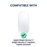 PC, gaming si accesorii - Periferice PC - Periferice Diverse - Suport Kwmobile pentru Apple Magic Mouse 1/2 si Logitech Pebble Wireless, plastic, alb, anti-alunecare, antipraf - Infinity.ro