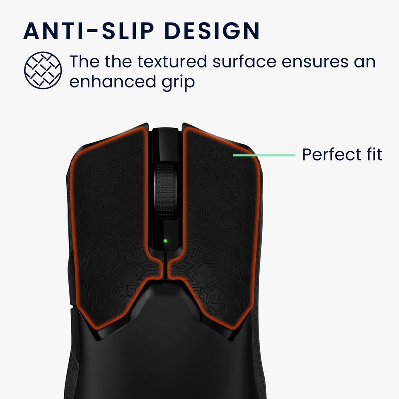 PC, gaming si accesorii - Periferice PC - Periferice Diverse - Grip mouse Kwmobile pentru Razer Viper V2 Pro, piele ecologica, negru, alb, autoadeziv, anti-alunecare - Infinity.ro