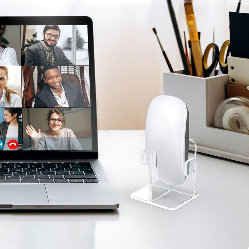 PC, gaming si accesorii - Periferice PC - Periferice Diverse - Suport Kwmobile pentru Apple Magic Mouse 1/2 si Logitech Pebble Wireless, plastic, alb, anti-alunecare, antipraf - Infinity.ro