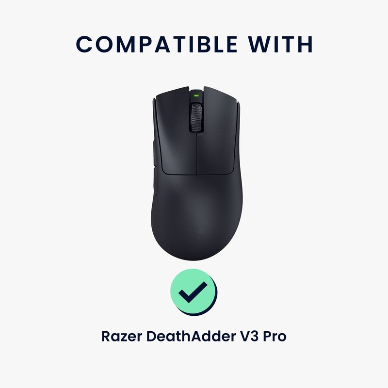 PC, gaming si accesorii - Periferice PC - Periferice Diverse - Grip mouse Kwmobile pentru Razer DeathAdder V3 Pro, piele ecologica, negru, alb, autoadeziv, anti-alunecare - Infinity.ro