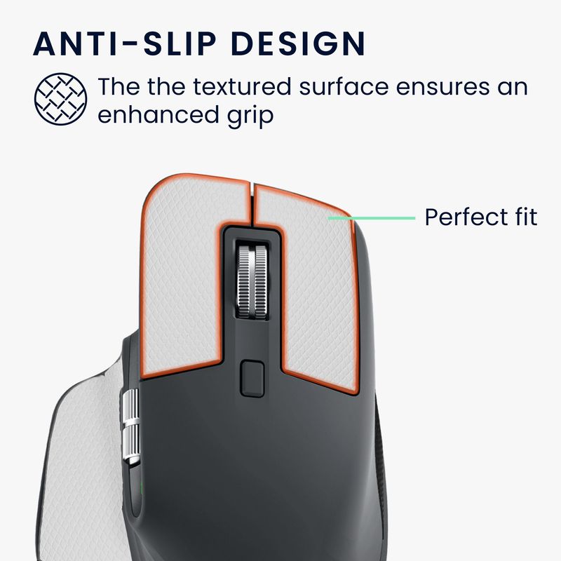 PC, gaming si accesorii - Periferice PC - Periferice Diverse - Grip mouse Kwmobile pentru Logitech MX Master 3S, piele ecologica, alb, autoadeziv, anti-alunecare - Infinity.ro