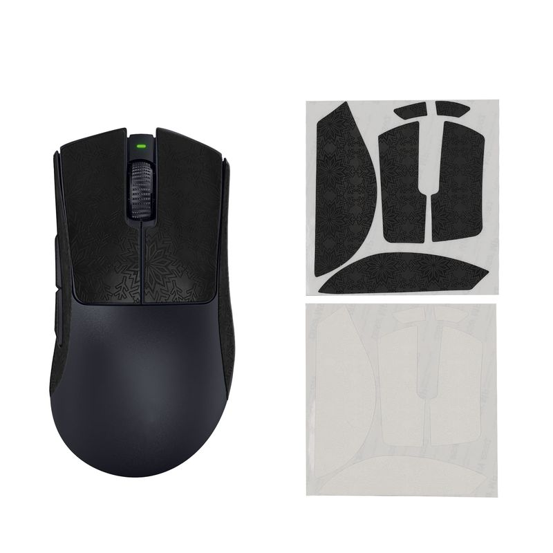 PC, gaming si accesorii - Periferice PC - Periferice Diverse - Grip mouse Kwmobile pentru Razer DeathAdder V3 Pro, piele ecologica, negru, alb, autoadeziv, anti-alunecare - Infinity.ro