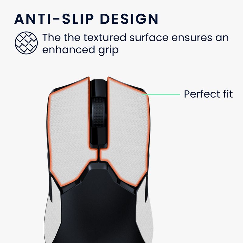 PC, gaming si accesorii - Periferice PC - Periferice Diverse - Grip mouse Kwmobile pentru Razer Viper Ultimate, piele ecologica, alb, autoadeziv, anti-alunecare - Infinity.ro
