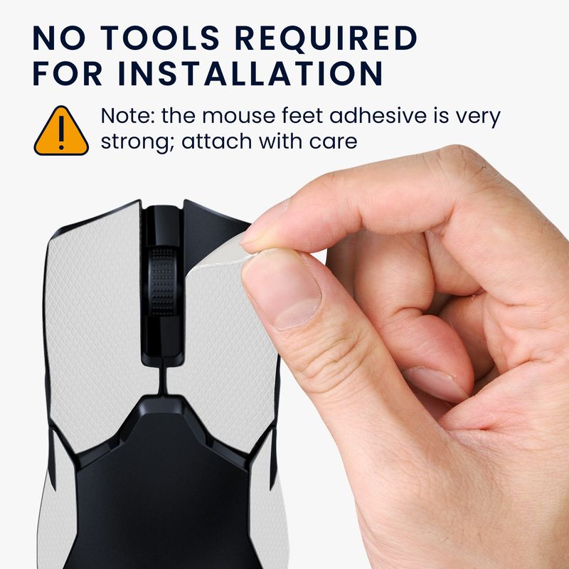 PC, gaming si accesorii - Periferice PC - Periferice Diverse - Grip mouse Kwmobile pentru Razer Viper Ultimate, piele ecologica, alb, autoadeziv, anti-alunecare - Infinity.ro