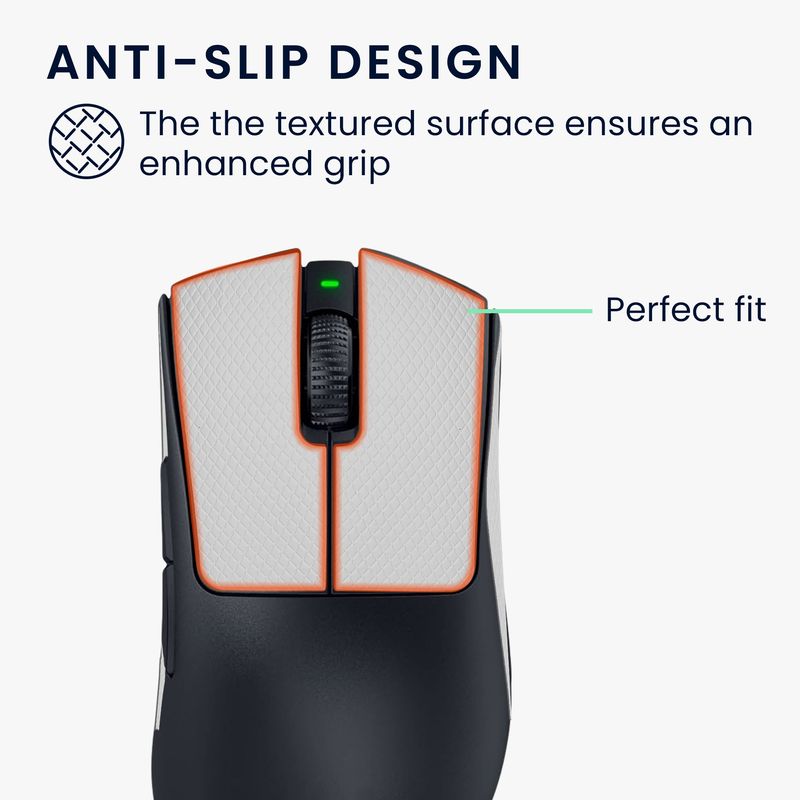 PC, gaming si accesorii - Periferice PC - Periferice Diverse - Grip mouse Kwmobile pentru Razer DeathAdder V3 Pro, piele ecologica, alb, autoadeziv, anti-alunecare - Infinity.ro