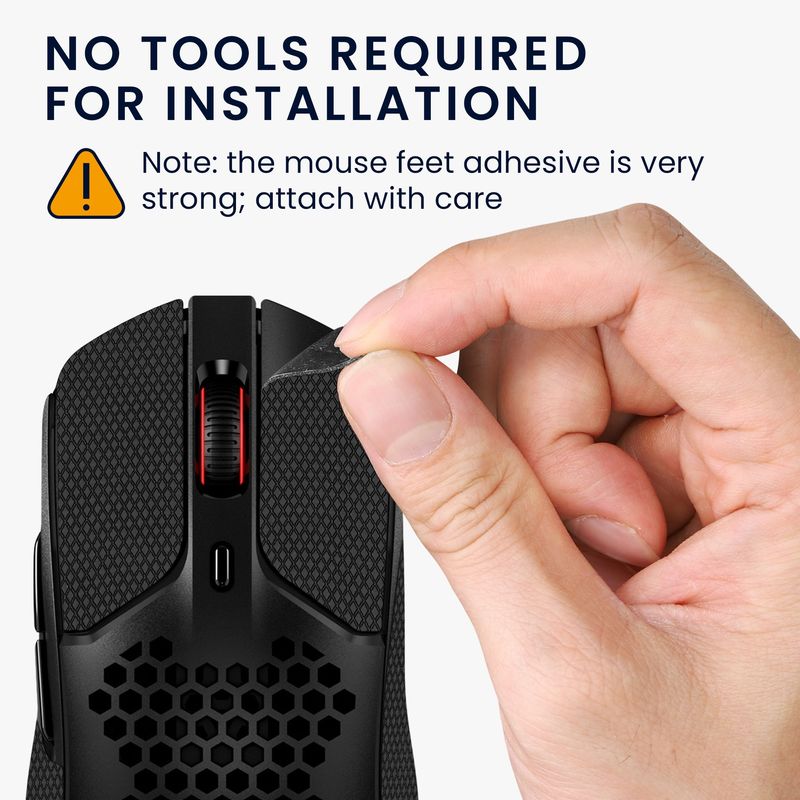 PC, gaming si accesorii - Periferice PC - Periferice Diverse - Grip mouse Kwmobile pentru HyperX Pulsefire Haste, piele ecologica, negru, autoadeziv, anti-alunecare - Infinity.ro