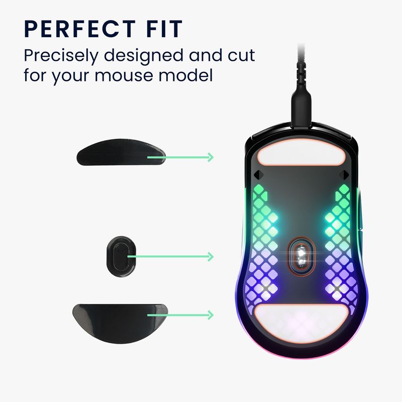 PC, gaming si accesorii - Periferice PC - Periferice Diverse - Set picioruse mouse Kwmobile pentru SteelSeries Aerox 3, PTFE, negru, autoadezive, alunecare usoara - Infinity.ro
