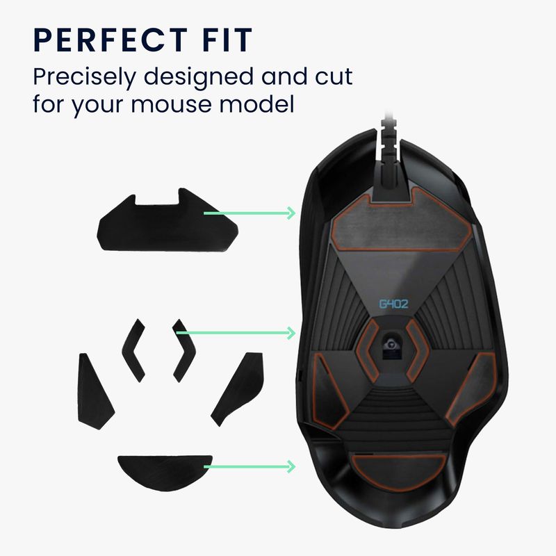 PC, gaming si accesorii - Periferice PC - Periferice Diverse - Set picioruse mouse Kwmobile pentru Logitech G402, PTFE, negru, autoadezive, alunecare usoara - Infinity.ro
