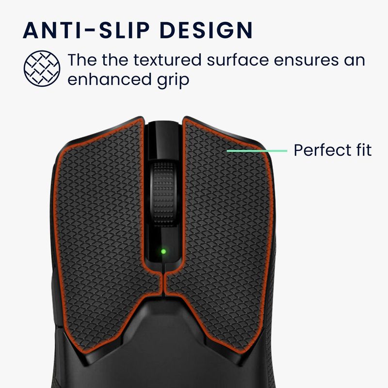PC, gaming si accesorii - Periferice PC - Periferice Diverse - Grip mouse Kwmobile pentru Razer Viper V2 Pro, piele ecologica, negru, autoadeziv, anti-alunecare - Infinity.ro