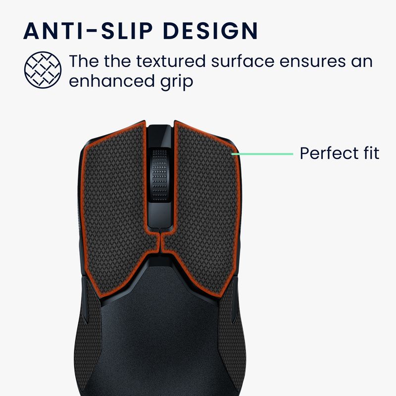 PC, gaming si accesorii - Periferice PC - Periferice Diverse - Grip mouse Kwmobile pentru Razer Viper 8KHz, piele ecologica, negru, autoadeziv, anti-alunecare - Infinity.ro