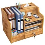 Carti si Birotica - Birotica - Accesorii de birou - Bibliorafturi - Organizator birou din lemn, 9 compartimente, organizator documente A4, bibliorafturi si accesorii, maro deschis - Infinity.ro