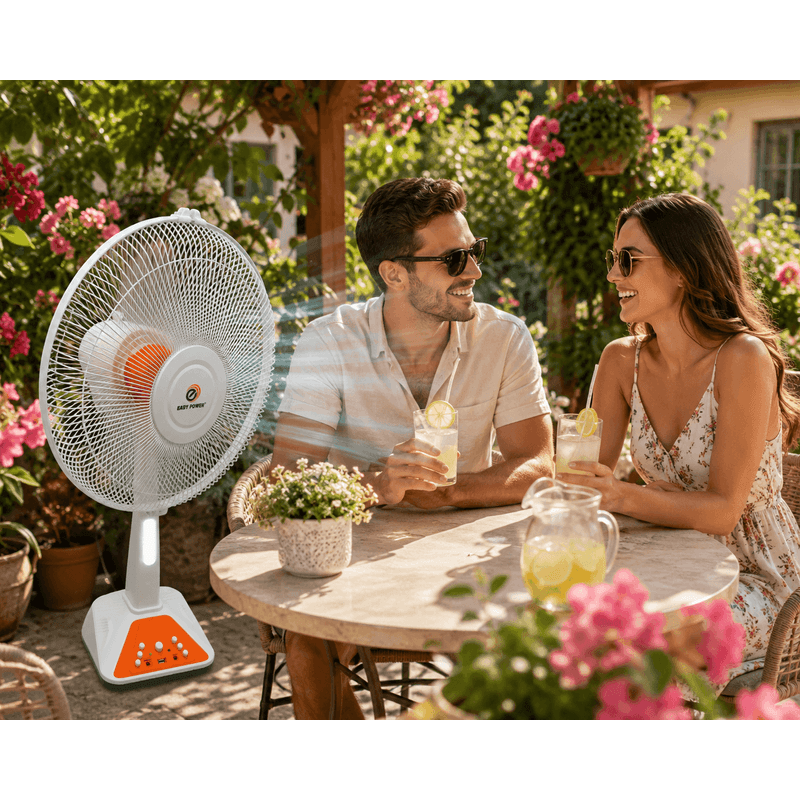 Electronice si Electrocasnice - Climatizare si sisteme de incalzire - Aparate racire aer - Ventilatoare - Ventilator cu Picior Reincarcabil AC/DC 16", 48W, Acumulator 12V 5Ah, LED Integrat, Telecomanda, USB si Timer - Infinity.ro