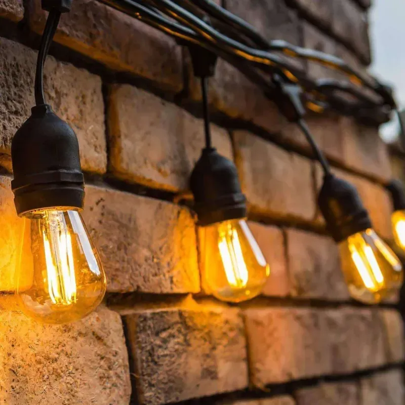 Casa si Gradina - Corpuri si surse de iluminat - Iluminat exterior - Lampi solare - Ghirlanda cu Panou SOLAR,10 m, 10 Becuri incluse filament LED S14, lumina calda , Interconectabila, Jocuri Lumini - Infinity.ro