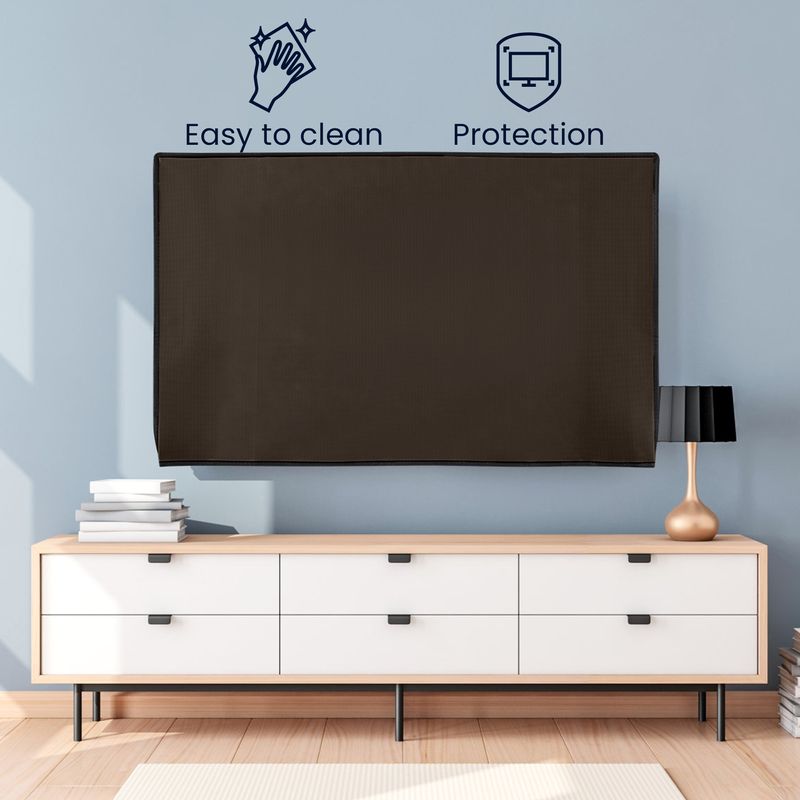 TV, Audio-Video si Foto - Accesorii TV si audio - Accesorii TV - Husa de protectie pentru TV Kwmobile, protectie la praf, 85 inch, textil, maro - Infinity.ro