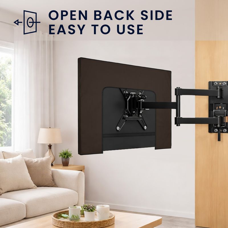 TV, Audio-Video si Foto - Accesorii TV si audio - Accesorii TV - Husa de protectie pentru TV Kwmobile, protectie la praf, 85 inch, textil, maro - Infinity.ro