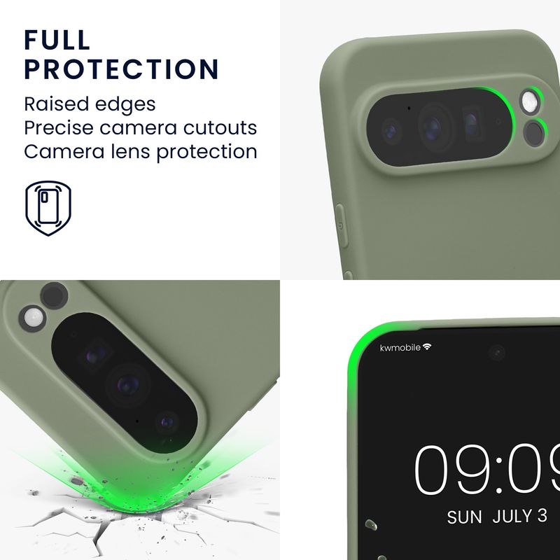 Laptop, Telefoane si Tablete - Telefoane mobile si accesorii - Accesorii Telefoane - Huse telefoane - Husa Kwmobile pentru Google Pixel 10 Pro XL, anti-alunecare, silicon, verde, gri - Infinity.ro