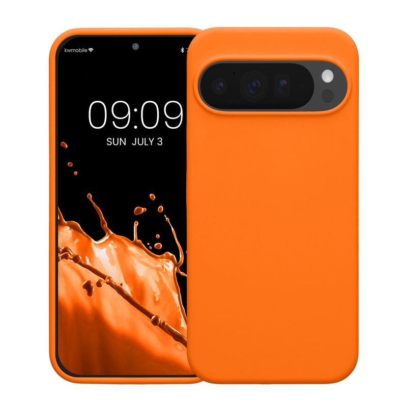 Laptop, Telefoane si Tablete - Telefoane mobile si accesorii - Accesorii Telefoane - Huse telefoane - Husa Kwmobile pentru Google Pixel 10 Pro XL, incarcare wireless, anti-alunecare, silicon, portocaliu - Infinity.ro