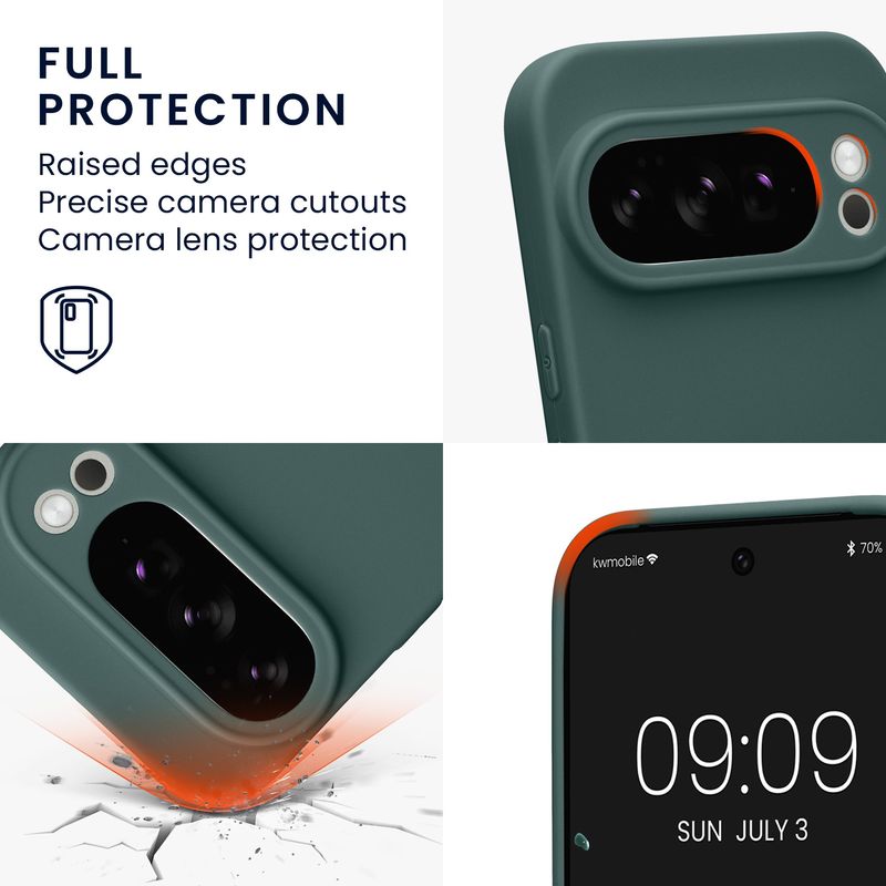 Laptop, Telefoane si Tablete - Telefoane mobile si accesorii - Accesorii Telefoane - Huse telefoane - Husa Kwmobile pentru Google Pixel 10 Pro, anti-alunecare, silicon, albastru verzui - Infinity.ro