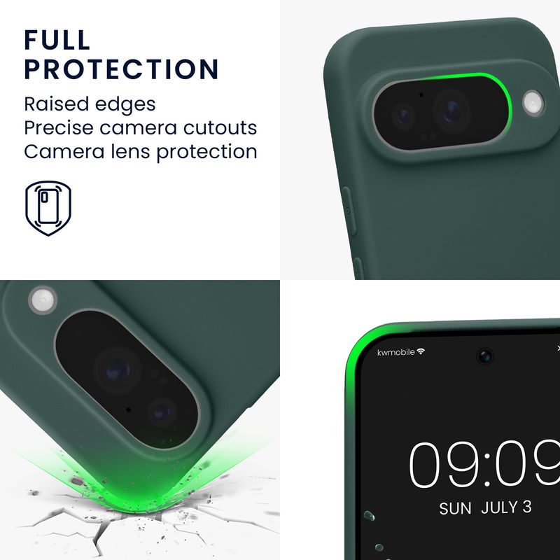 Laptop, Telefoane si Tablete - Telefoane mobile si accesorii - Accesorii Telefoane - Huse telefoane - Husa Kwmobile pentru Google Pixel 10, anti-alunecare, silicon, albastru verzui - Infinity.ro