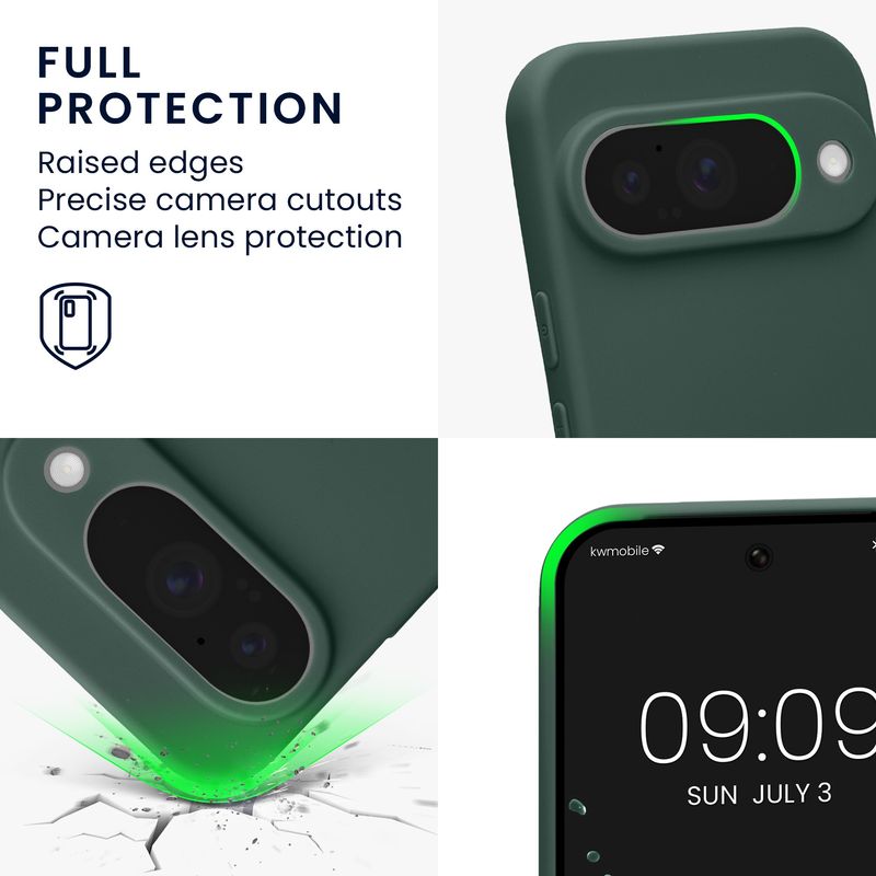 Laptop, Telefoane si Tablete - Telefoane mobile si accesorii - Accesorii Telefoane - Huse telefoane - Husa Kwmobile pentru Google Pixel 10, anti-alunecare, silicon, verde muschi - Infinity.ro