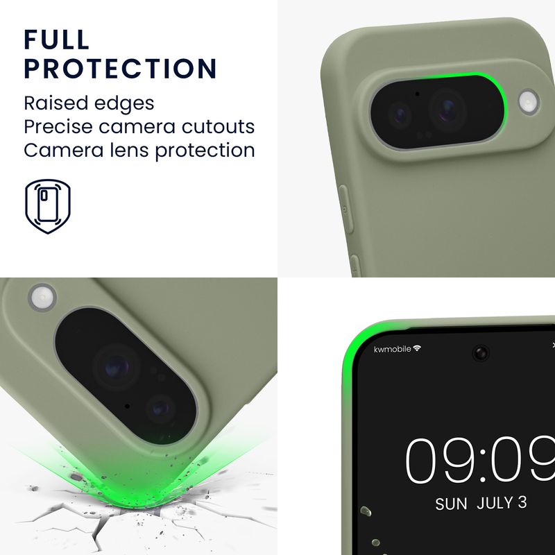 Laptop, Telefoane si Tablete - Telefoane mobile si accesorii - Accesorii Telefoane - Huse telefoane - Husa Kwmobile pentru Google Pixel 10, anti-alunecare, silicon, verde, gri - Infinity.ro