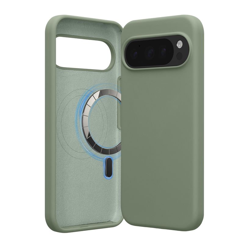 Laptop, Telefoane si Tablete - Telefoane mobile si accesorii - Accesorii Telefoane - Huse telefoane - Husa Kwmobile pentru Google Pixel 10/Pixel 10 Pro, compatibilitate MagSafe, anti-alunecare, silicon, verde - Infinity.ro