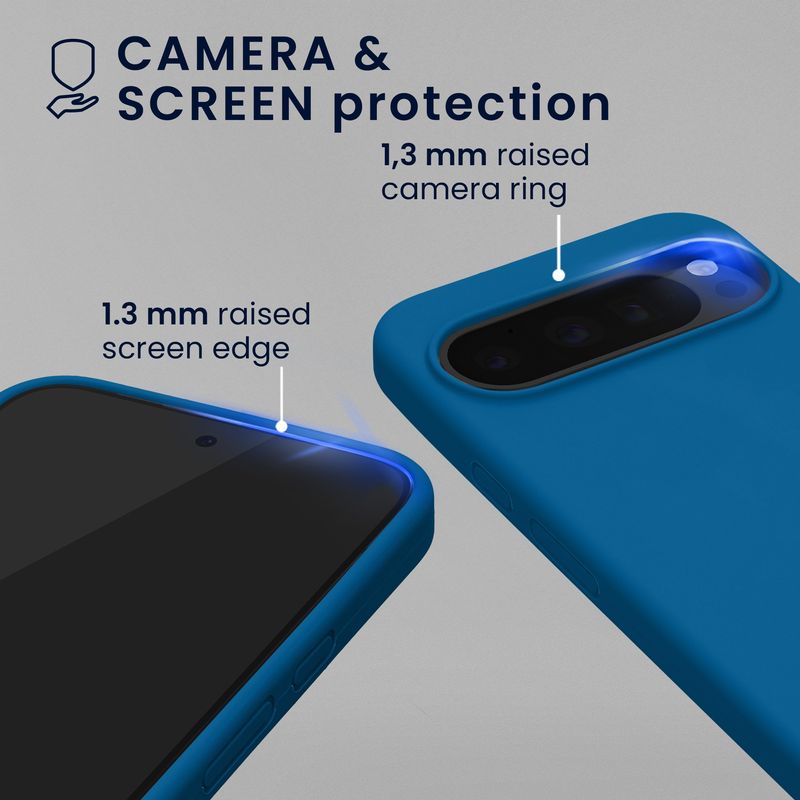Laptop, Telefoane si Tablete - Telefoane mobile si accesorii - Accesorii Telefoane - Huse telefoane - Husa Kwmobile pentru Google Pixel 10/Pixel 10 Pro, compatibilitate MagSafe, anti-alunecare, silicon, albastru - Infinity.ro