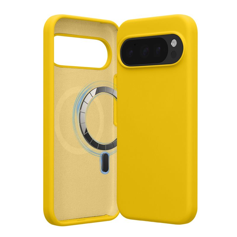 Laptop, Telefoane si Tablete - Telefoane mobile si accesorii - Accesorii Telefoane - Huse telefoane - Husa Kwmobile pentru Google Pixel 10/Pixel 10 Pro, compatibilitate MagSafe, anti-alunecare, silicon, galben - Infinity.ro