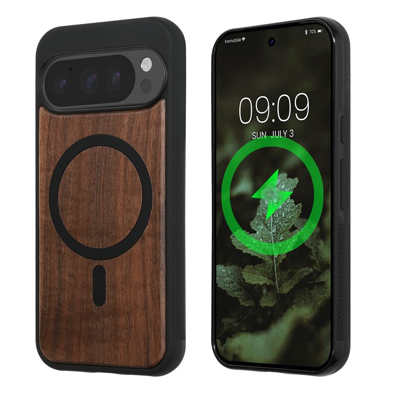 Laptop, Telefoane si Tablete - Telefoane mobile si accesorii - Accesorii Telefoane - Huse telefoane - Husa Kwmobile pentru Google Pixel 10/Pixel 10 Pro, compatibilitate MagSafe, anti-alunecare, lemn, TPU, maro - Infinity.ro