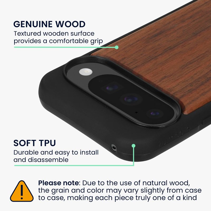 Laptop, Telefoane si Tablete - Telefoane mobile si accesorii - Accesorii Telefoane - Huse telefoane - Husa Kwmobile pentru Google Pixel 10/Pixel 10 Pro, compatibilitate MagSafe, lemn, TPU, maro - Infinity.ro