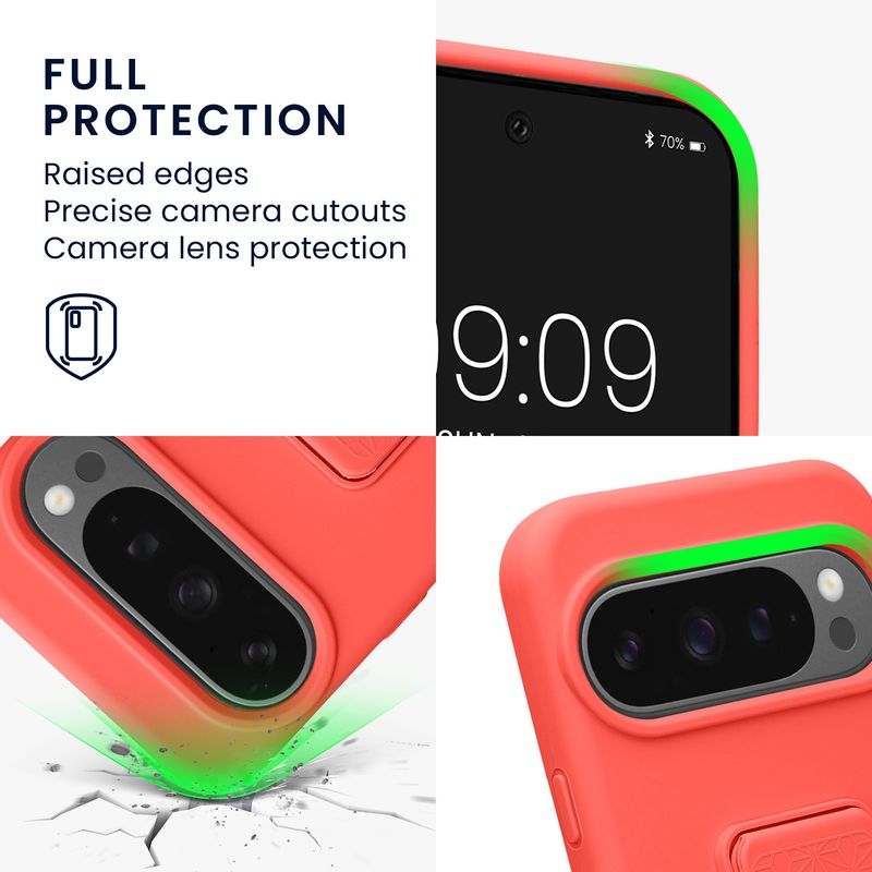 Laptop, Telefoane si Tablete - Telefoane mobile si accesorii - Accesorii Telefoane - Huse telefoane - Husa Kwmobile pentru Google Pixel 10/Pixel 10 Pro, functie stand, silicon, coral - Infinity.ro
