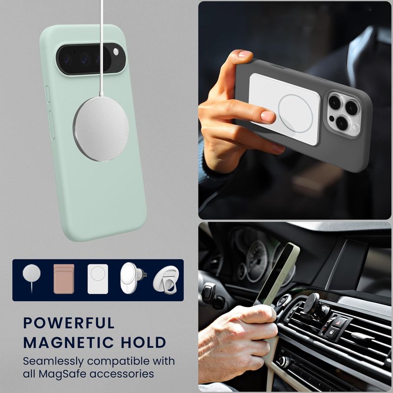 Laptop, Telefoane si Tablete - Telefoane mobile si accesorii - Accesorii Telefoane - Huse telefoane - Husa Kwmobile pentru Google Pixel 10/Pixel 10 Pro, compatibilitate MagSafe, silicon, menta - Infinity.ro