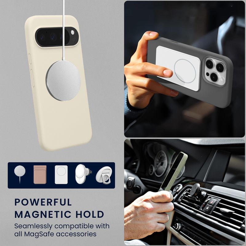 Laptop, Telefoane si Tablete - Telefoane mobile si accesorii - Accesorii Telefoane - Huse telefoane - Husa Kwmobile pentru Google Pixel 10/Pixel 10 Pro, compatibilitate MagSafe, silicon, bej - Infinity.ro