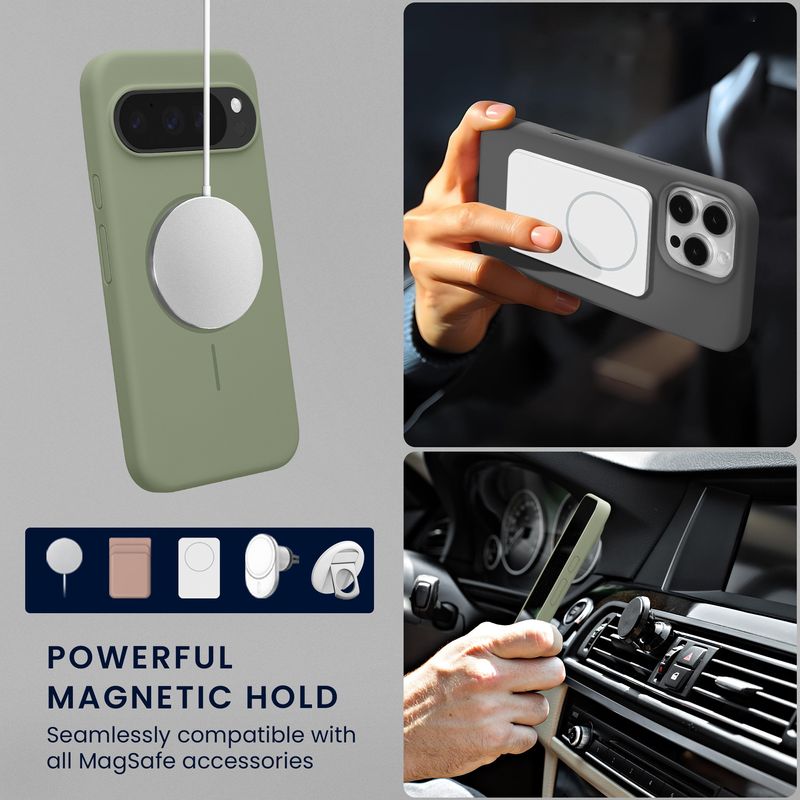 Laptop, Telefoane si Tablete - Telefoane mobile si accesorii - Accesorii Telefoane - Huse telefoane - Husa Kwmobile pentru Google Pixel 10/Pixel 10 Pro, compatibilitate MagSafe, silicon, verde - Infinity.ro