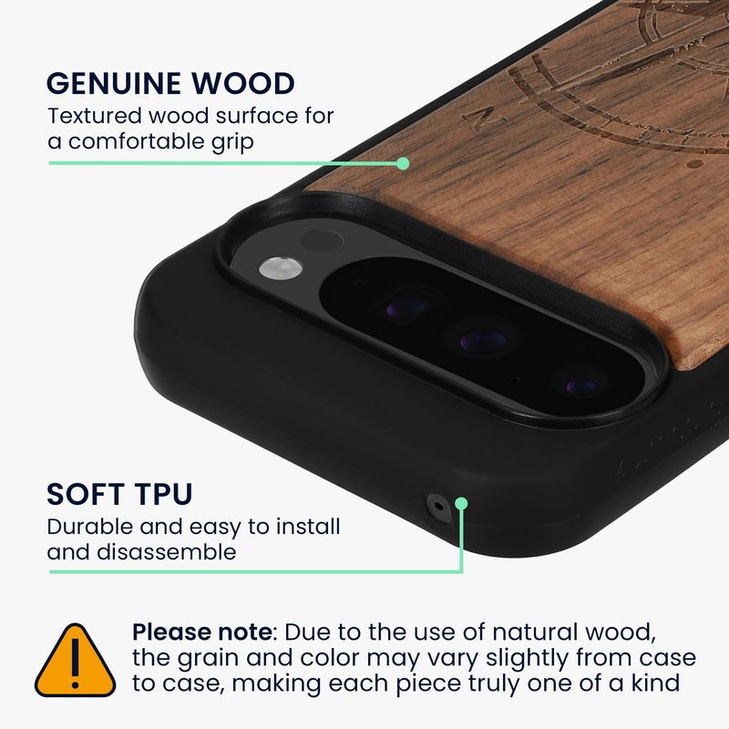 Laptop, Telefoane si Tablete - Telefoane mobile si accesorii - Accesorii Telefoane - Huse telefoane - Husa Kwmobile pentru Google Pixel 10/Pixel 10 Pro, compatibilitate MagSafe, protectie la socuri, lemn, TPU, maro - Infinity.ro
