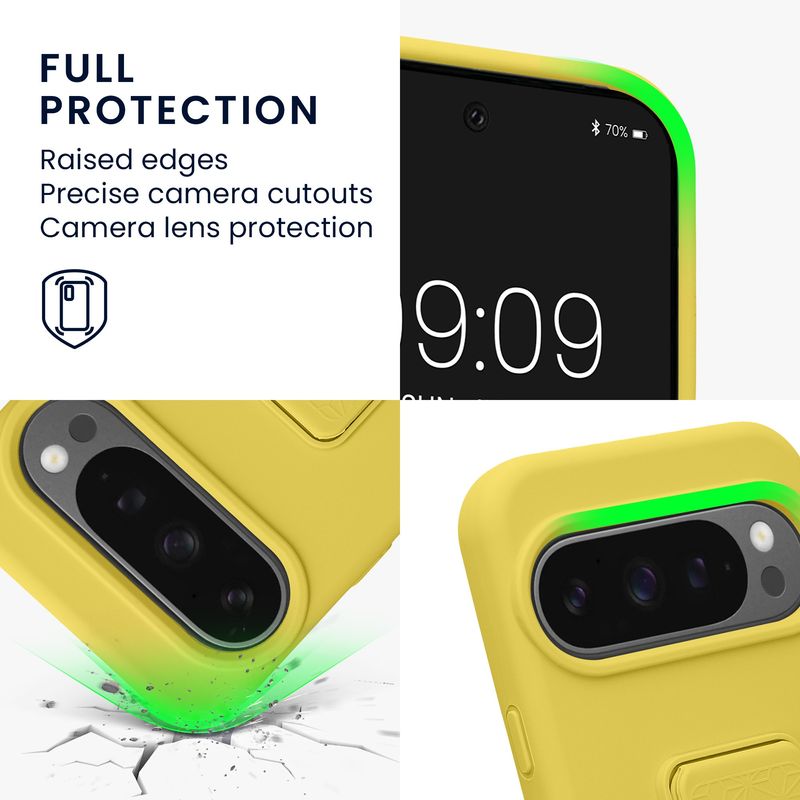 Laptop, Telefoane si Tablete - Telefoane mobile si accesorii - Accesorii Telefoane - Huse telefoane - Husa Kwmobile pentru Google Pixel 10/Pixel 10 Pro, functie stand, silicon, galben - Infinity.ro