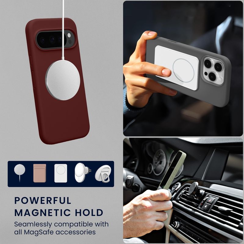 Laptop, Telefoane si Tablete - Telefoane mobile si accesorii - Accesorii Telefoane - Huse telefoane - Husa Kwmobile pentru Google Pixel 10/Pixel 10 Pro, compatibilitate MagSafe, silicon, mov, bordo - Infinity.ro