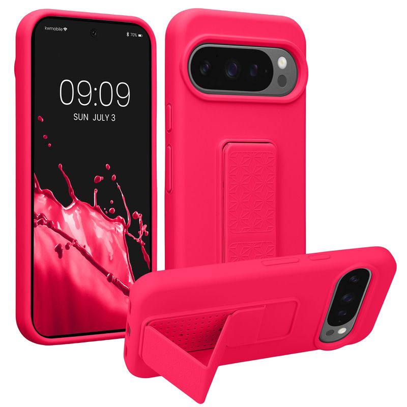 Laptop, Telefoane si Tablete - Telefoane mobile si accesorii - Accesorii Telefoane - Huse telefoane - Husa Kwmobile pentru Google Pixel 10/Pixel 10 Pro, functie stand, silicon, roz neon - Infinity.ro