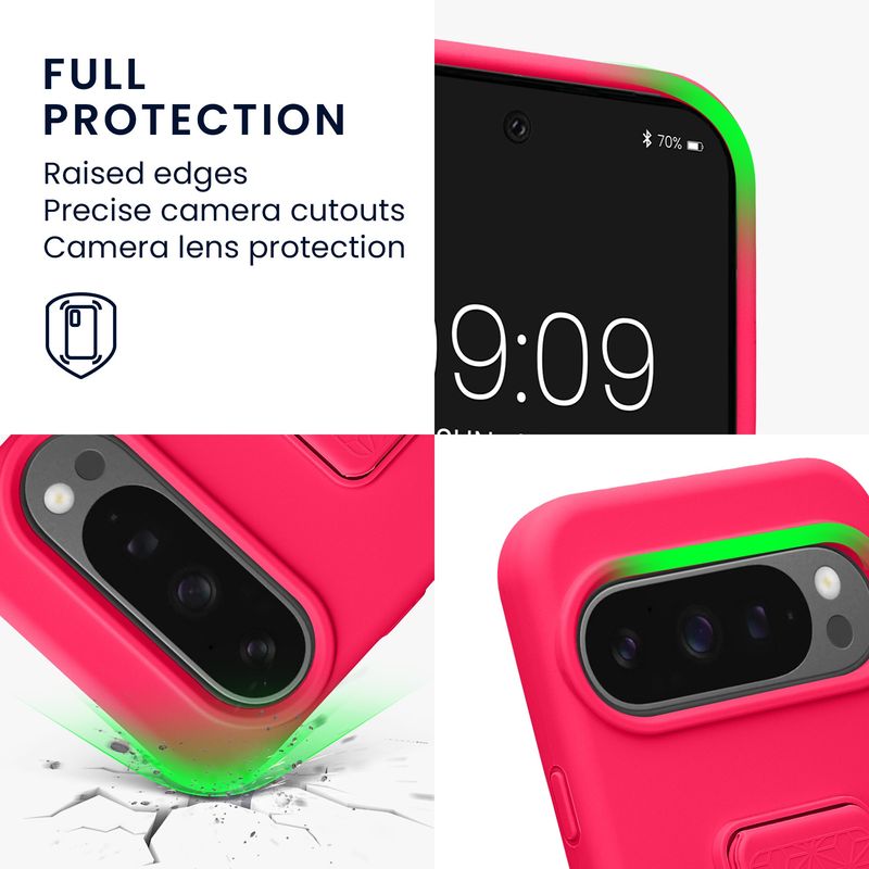 Laptop, Telefoane si Tablete - Telefoane mobile si accesorii - Accesorii Telefoane - Huse telefoane - Husa Kwmobile pentru Google Pixel 10/Pixel 10 Pro, functie stand, silicon, roz neon - Infinity.ro