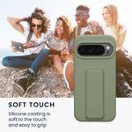 Laptop, Telefoane si Tablete - Telefoane mobile si accesorii - Accesorii Telefoane - Huse telefoane - Husa Kwmobile pentru Google Pixel 10/Pixel 10 Pro, functie stand, silicon, verde, gri - Infinity.ro