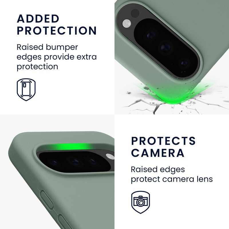 Laptop, Telefoane si Tablete - Telefoane mobile si accesorii - Accesorii Telefoane - Huse telefoane - Husa Kwmobile pentru Google Pixel 10/Pixel 10 Pro, incarcare wireless, anti-alunecare, silicon, verde - Infinity.ro