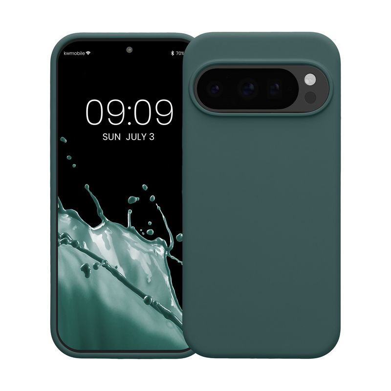Laptop, Telefoane si Tablete - Telefoane mobile si accesorii - Accesorii Telefoane - Huse telefoane - Husa Kwmobile pentru Google Pixel 10/Pixel 10 Pro, incarcare wireless, silicon, albastru verzui - Infinity.ro