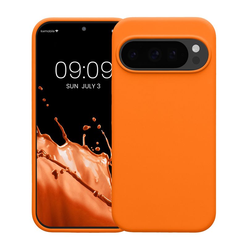 Laptop, Telefoane si Tablete - Telefoane mobile si accesorii - Accesorii Telefoane - Huse telefoane - Husa Kwmobile pentru Google Pixel 10/Pixel 10 Pro, incarcare wireless, anti-alunecare, silicon, portocaliu - Infinity.ro