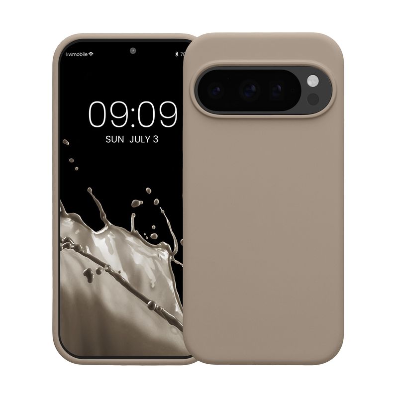 Laptop, Telefoane si Tablete - Telefoane mobile si accesorii - Accesorii Telefoane - Huse telefoane - Husa Kwmobile pentru Google Pixel 10/Pixel 10 Pro, incarcare wireless, silicon, gri, bej - Infinity.ro