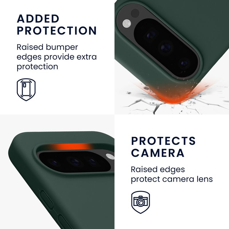 Laptop, Telefoane si Tablete - Telefoane mobile si accesorii - Accesorii Telefoane - Huse telefoane - Husa Kwmobile pentru Google Pixel 10/Pixel 10 Pro, incarcare wireless, silicon, verde muschi - Infinity.ro