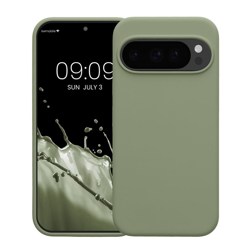 Laptop, Telefoane si Tablete - Telefoane mobile si accesorii - Accesorii Telefoane - Huse telefoane - Husa Kwmobile pentru Google Pixel 10/Pixel 10 Pro, incarcare wireless, silicon, verde, gri - Infinity.ro