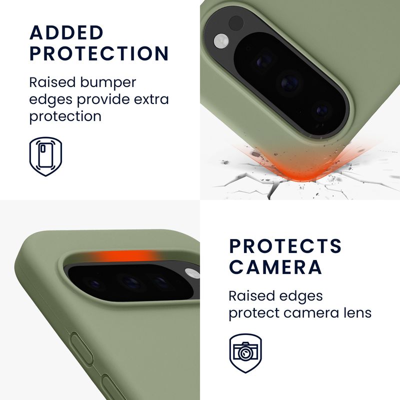 Laptop, Telefoane si Tablete - Telefoane mobile si accesorii - Accesorii Telefoane - Huse telefoane - Husa Kwmobile pentru Google Pixel 10/Pixel 10 Pro, incarcare wireless, silicon, verde, gri - Infinity.ro
